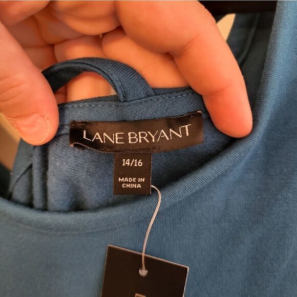 NWT Lane Bryant teal cold shoulder long-sleeved blouse - Picture 4 of 9